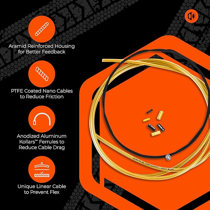 Box One/Two Linear Bicycle Brake Cable Housing Kit with 1 Set Bike Brake Line, 1 Piece Bike Cable Housing with 2 Alloy End Caps Compatible for All V Brakes