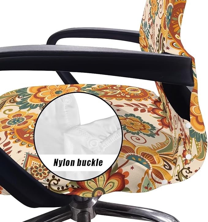 Talayituse Paisley Flower Print Office Chair Covers, Stretch Computer Chair Cover, Universal Boss Chair Covers Modern Simplism Style High Back Chair Slipcover, Large