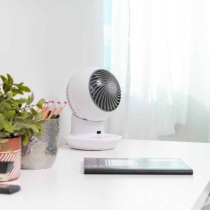 IRIS USA WOOZOO Air Circulator Fan with Remote, Oscillation, 3 Speeds, 52ft Max Air Distance, Adjustable Tilt, Quiet Motor, Small Fan for Bedroom, Office, Dorm, White