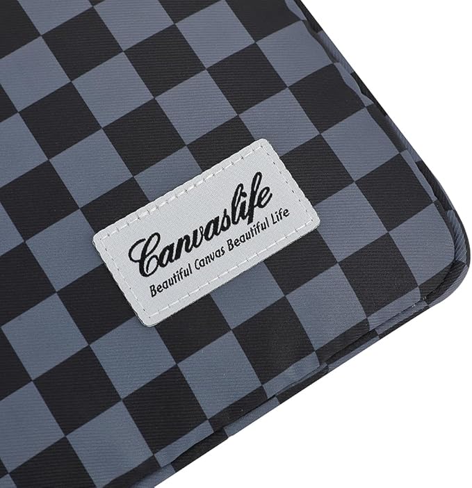 Canvaslife Black Checker Pattern 13 inch Canvas Laptop Sleeve with Pocket 13 inch 13.3 inch Laptop 13 case13 Sleever
