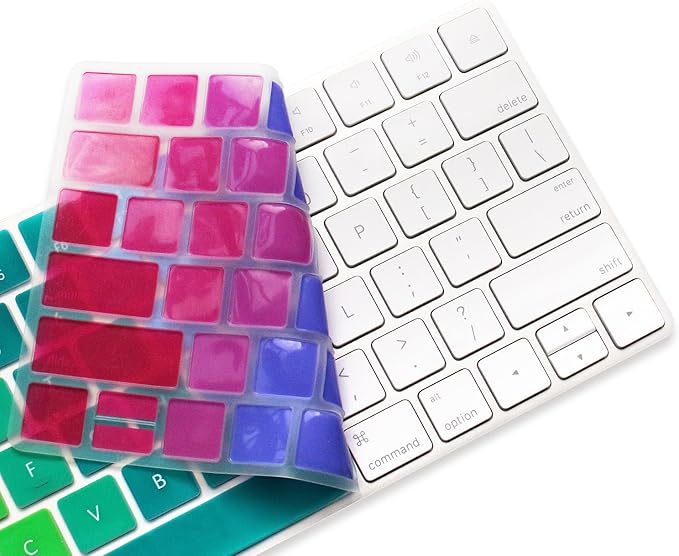ProElife Ultra Thin Silicone Keyboard Protector Cover Skin for Apple Magic Keyboard & Magic Keyboard 2 (U.S Version, Model: MLA22L/A-A1644, Without Numeric Keypad) (Rainbow)