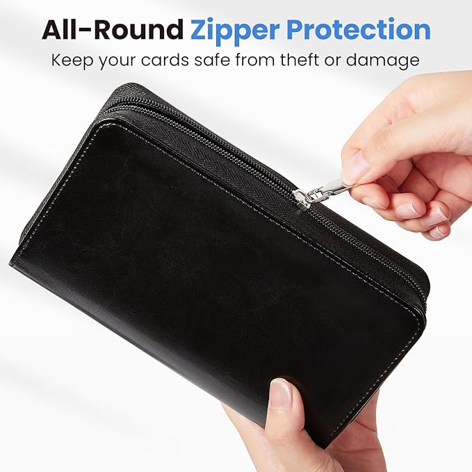 Sooez Zip-Enclosed Business Card Holder Organizer, Professional Credit Card Case Book for Women Men, 240 Capacity, Premium Vegan Leather Gift Card Organizer Storage, Business Card Wallet, Purple