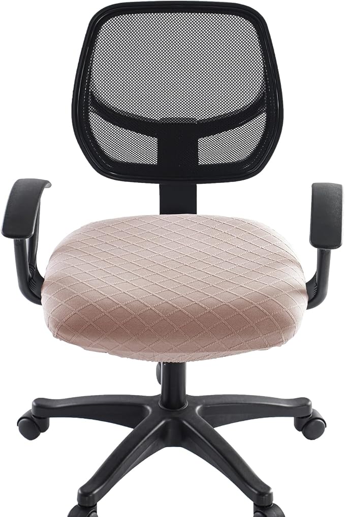 Stretch Jacquard Office Chair Cover, Removable Washable Desk Chair Cover, Anti-dust Seat Cushion Protectors - Camel