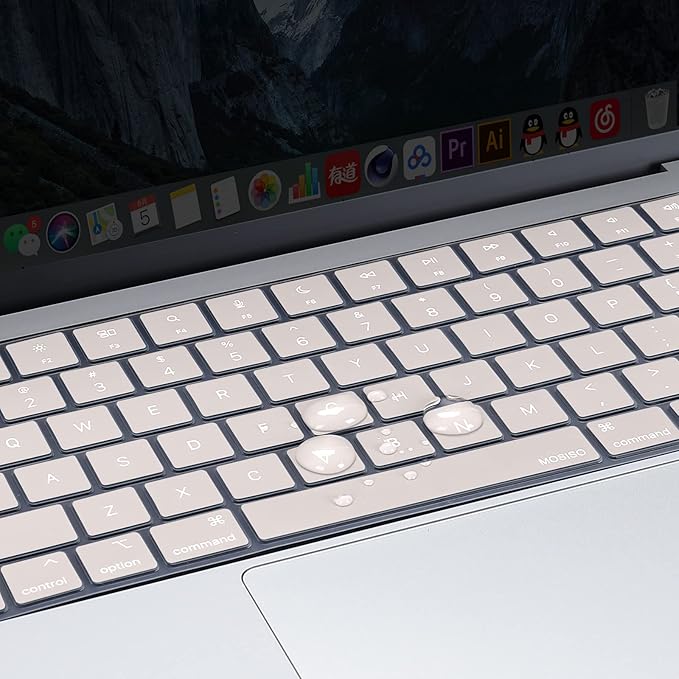 MOSISO Keyboard Cover Skin Compatible with MacBook Air 15 inch M3 A3114 M2 A2941/Air 13.6 A3113 A2681/Pro 14/16 M4 M3 M2 M1, Rock Gray