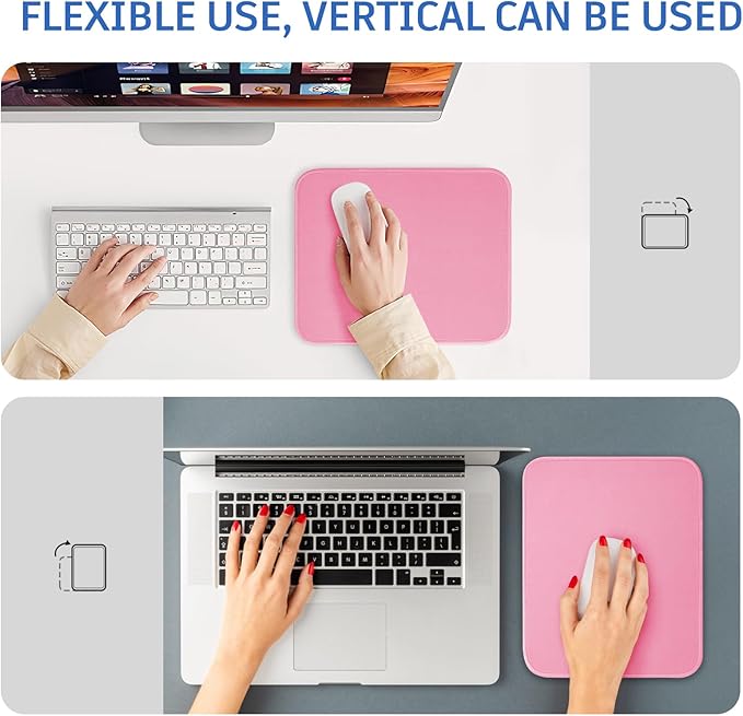 Mouse Pad, Nice and Cute, Splash-Proof Textured, Stitched Edge Non-Slip Waterproof Rubber, Deep Pink