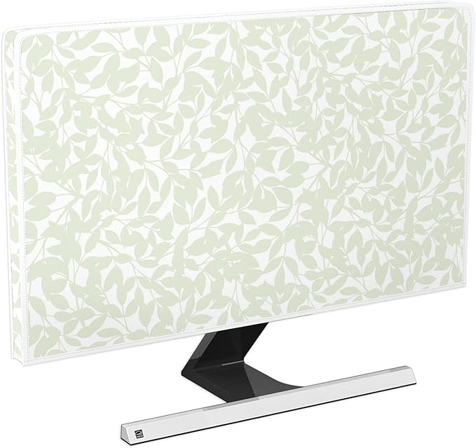 Vintage French Vines Waterproof 70 Inch TV Dust Cover Anti-Static Dustproof Botanical Cottagecore Plant Television Covers for LCD LED PC Desktop and Home Hanging TV，Sage Green