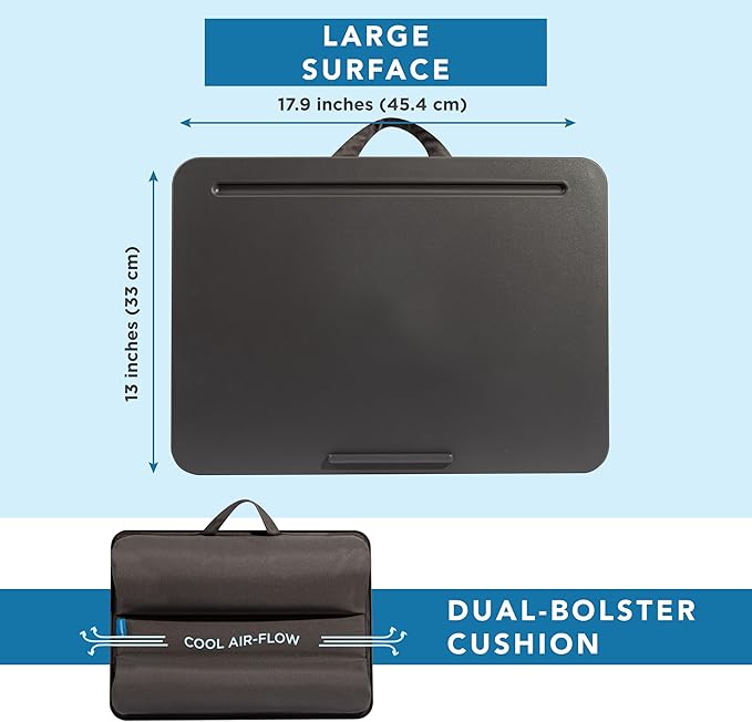 LAPGEAR Original Lap Desk – Fits Up to 17” Laptops – Charcoal – Style No. 45155