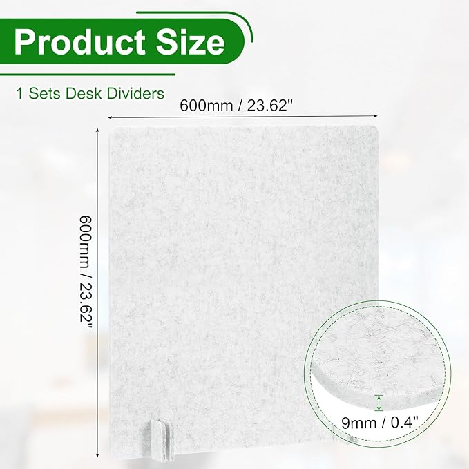PATIKIL Desk Dividers 24" x 24", 1 Pack Desk Privacy Panel Freestanding Noise Reducing Partition Acoustic Panel with 4Pcs Support Feet for Testing Office Home Library, Light Gray Style B