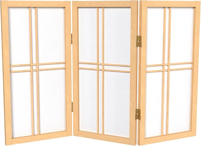 2 ft. Short Desktop Double Cross Shoji Screen - Natural - 3 Panels