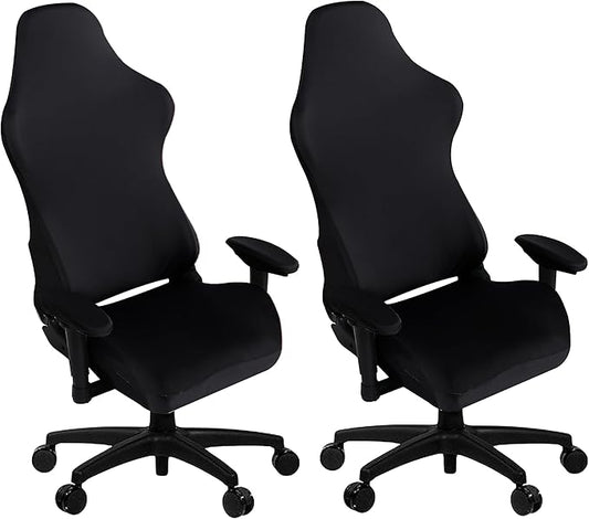 SARAFLORA 2 Pack Gaming Chair Cover, Stretchable Computer Chairs Cover Removable Office Chair Cover for Armchair, Swivel Chair, Computer Boss Chairs, Spandex Chair Slipcovers, Black