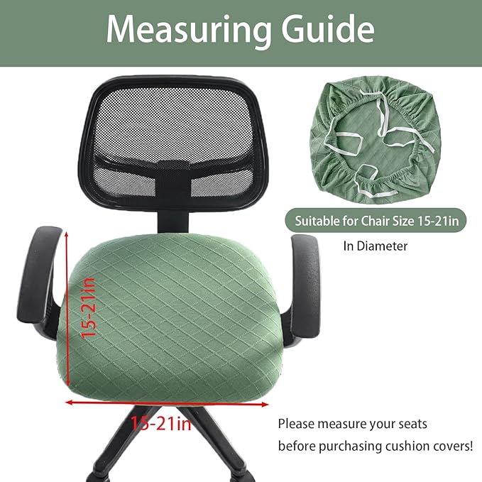 Stretch Jacquard Office Chair Cover, Removable Washable Desk Chair Cover, Anti-dust Seat Cushion Protectors - Green