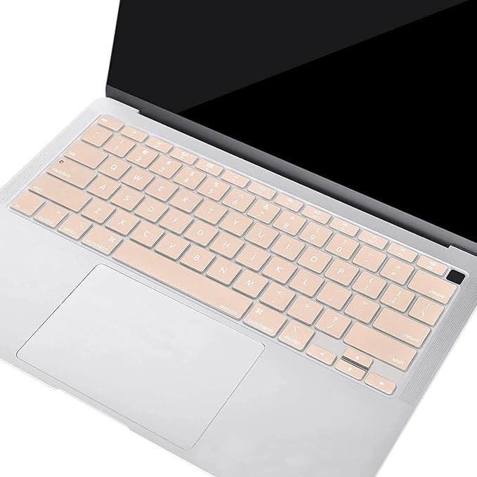 MOSISO Keyboard Cover Compatible with MacBook Air 13 inch 2022 2021 2020 Release A2337 M1 A2179 Retina Display with Touch ID Backlit Magic Keyboard, Waterproof Protective Silicone Skin, Camel