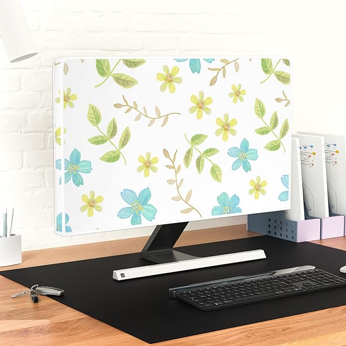 Colorful Flowers Plants Waterproof Screen TV Cover 70 Inch Spring Floral Full Body Cover for TVs Screen for LCD LED PC Desktop and Home Hanging TV Anti-Static Protective
