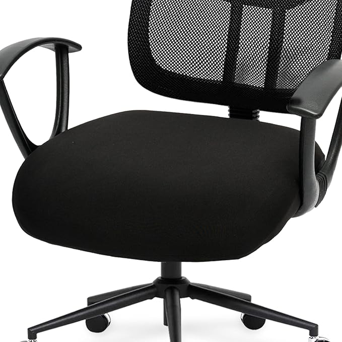 DIVA EN CAMINO DEC Water-Resistant Stretchable Desk Office Chair Seat Cushion Covers - Universal Spandex Computer Chair Slipcover - Removable Washable Cushion Protectors for Dogs, Cats, Black