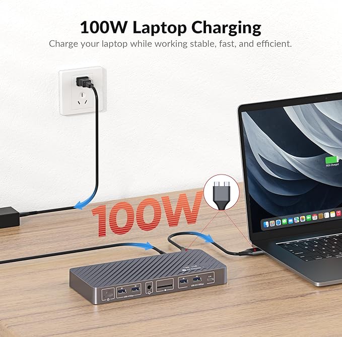 AV Access KVM Switch Docking Station for MacBook, USB C KVM Switch 2 Monitors 2 Computers, 4K Dual HDMI Displays, 1 Laptop&1 Desktop Switching, Plug&Play, Ethernet, 100W Power Delivery, EDID Emulation
