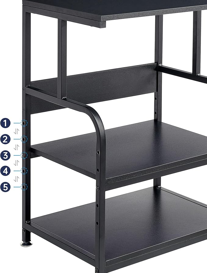 Fannova Printer Stand, 3 Tier Printer Table with Height Adjustable Storage Shelf, Rolling Printer Cart with Wheels for Home Office Organization, Black