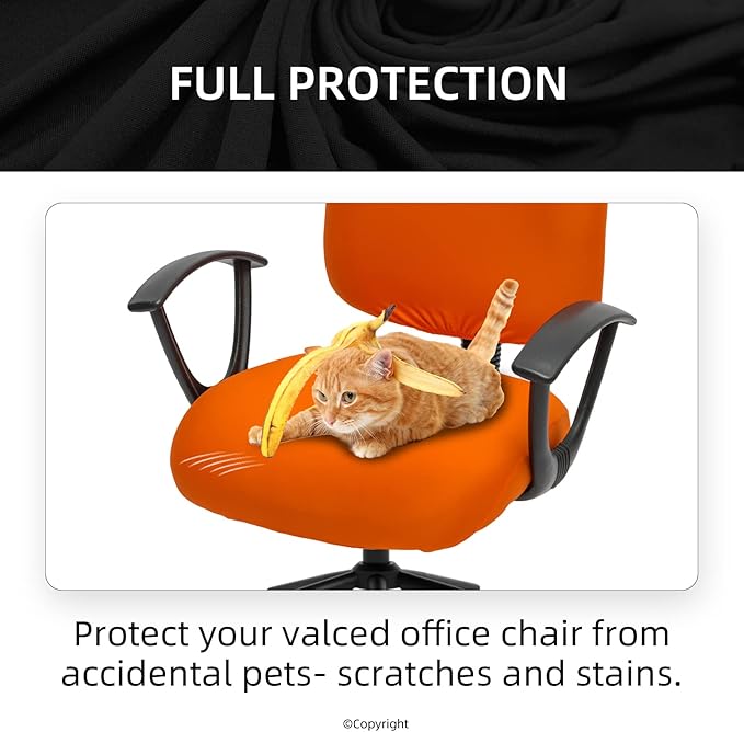 DIVA EN CAMINO DEC Stretchable Desk Office Chair Seat Covers - Universal Stretch Computer Chair Slipcover - Washable Rotating Backrest Coverings & Cushion Protectors for Dogs, Cats, Pets, Orange