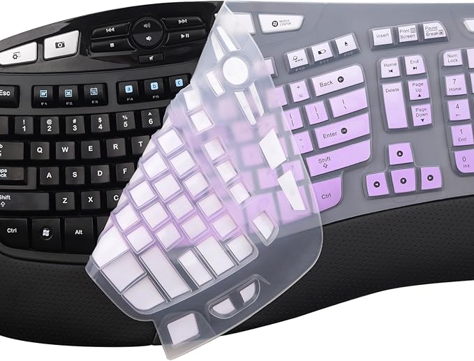 Keyboard Cover for Logitech K350 Wireless Wave Keyboard,& MK570 MK550 Wireless, Logitech K350 MK550 MK570 Keyboard Accessories Protective Skin-Rainbow-OmbrePurple