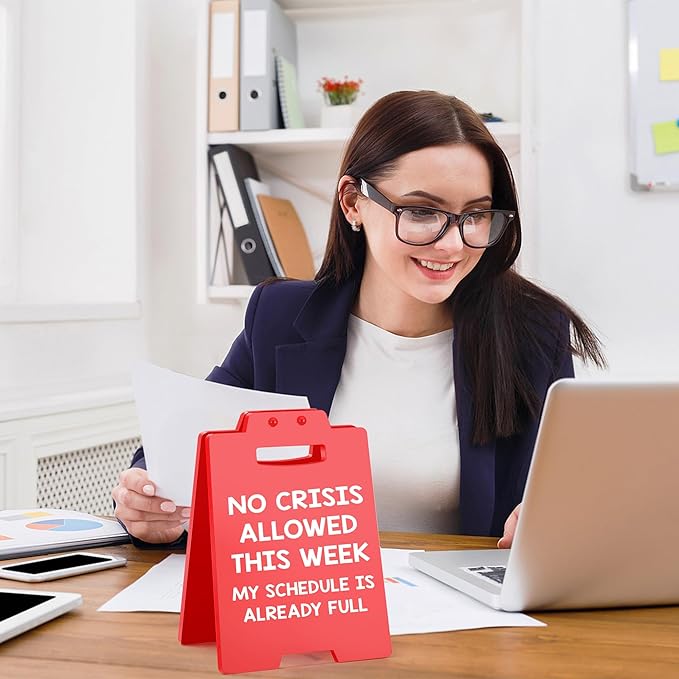 Funny Office Desk Decor Boss Birthday Gift for Women Men Boss Lady, Teacher Nurse Principal Appreciation Gifts, Bosses Day Gifts for Women, Supervisor Manager Secretary Coworker Cubicle Decor Red Sign