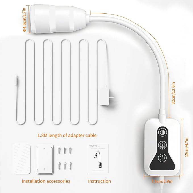 Wall Mounted Reading Light, Wall Light with Motion Sensor Switch, 5 Dimmable & 5 Color Temperature Adjustable, USB-C Output, Flexible Neck Book Light for Bed, Sofa, Desk,Dorms, Heaboard