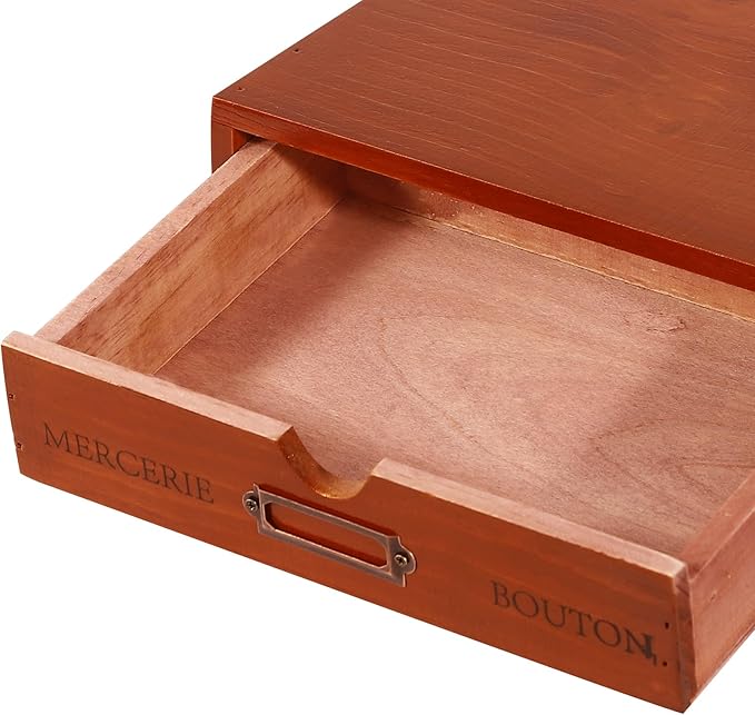 15-Drawer Wooden Desk Organizer Storage Box with Label Holders Vintage Wood Desktop Organizer, Desk Drawer Unit Collectors Box for Living Rooms, Bedrooms, Offices (Brown, 5PCS 15 Drawers)