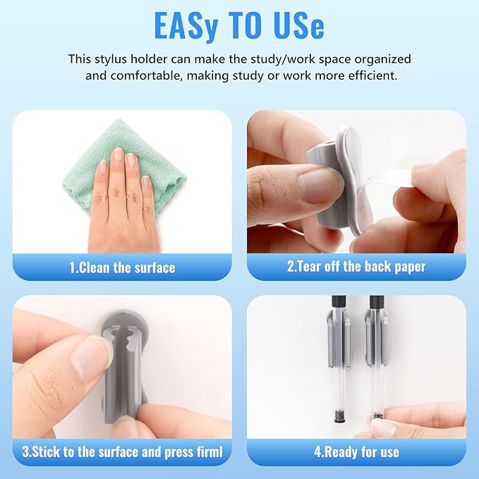 VZZNN Adhesive Pencil Holders for Desk,40 PCS Silicone Pencil Holder for Desk,Marker Holder,Adhesive Pen Holder for Classroom Clipboard Attachment,for School Office Accessories,Teacher(Grey)