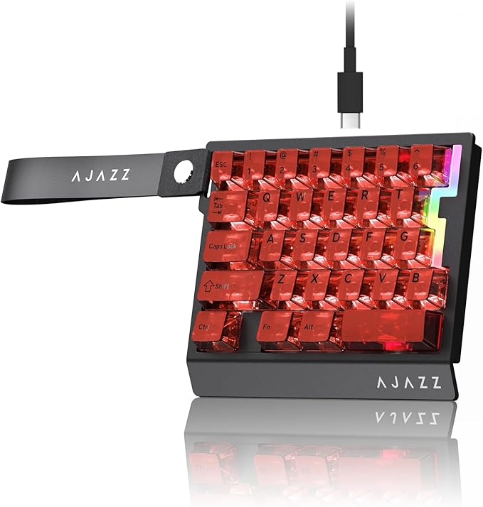 AJAZZ AK029 Wired One Handed Gaming Keyboard,Magnetic Switch, Adjustable Trigger Force, 8KHz Polling, 29 Keys Rapid Fast Mechanical Keyboard, RGB Backlight, SOCD & DKS, Aluminum Plate