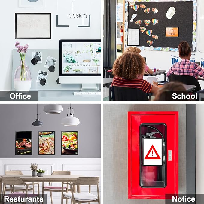 30 Pcs Magnetic Signs Holder, for 5" x 7" Letter, Sturdy PVC Magnet Document Holder, Magnet Picture Poster Frame, Can Self-Adhesive Wall/Door/Window or Magnetic for Refrigerator