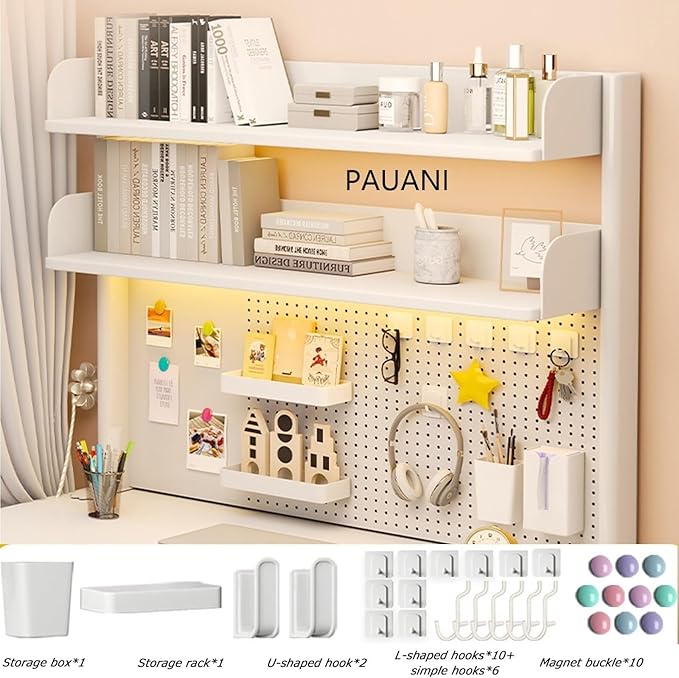 Clamp On Desk Organizer Shelf, Multipurpose Countertop Hutch Bookshelf, Desk Shelf Storage Rack, Desk Extender Pegboard Workstation, Privacy Panel For Gaming Desk, Metal Desktop Display Rack(B,100cm/3