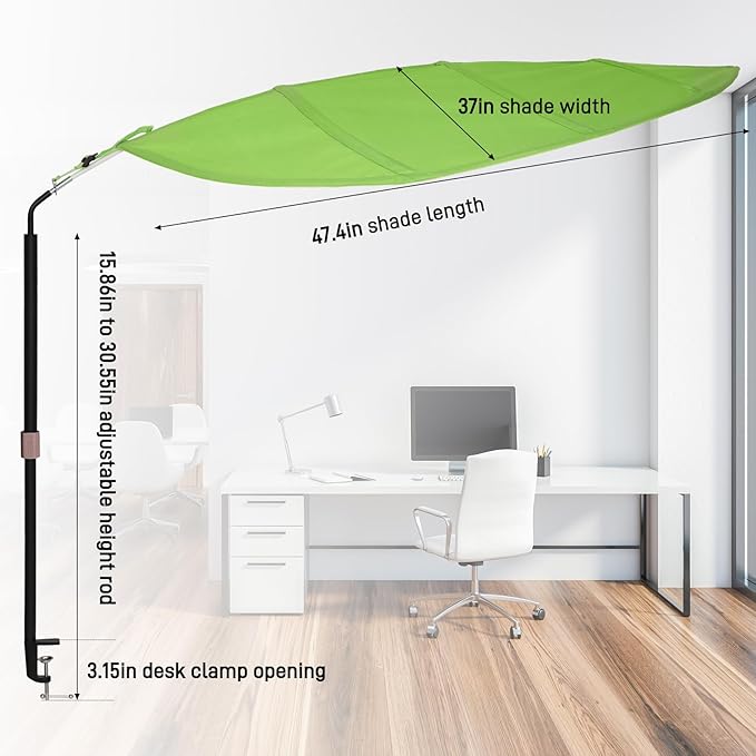 P Polerden Green Leaf Office Cubicle Light Shield and Desk Shade (Cubicle Shade) – Adjustable, UV-Resistant – Blocks Overhead Light, Glare and AC Airflow, Ideal for Light Sensitive Workers