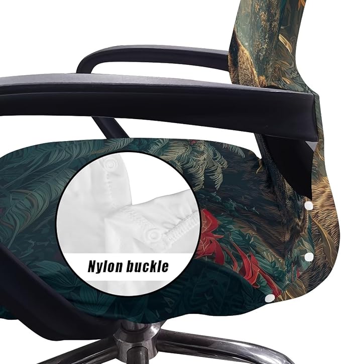 Talayituse Forest Bear Print Office Chair Covers, Stretch Computer Chair Cover, Universal Boss Chairs Covers Modern Simplism Style High Back Chairs Slipcover, Small