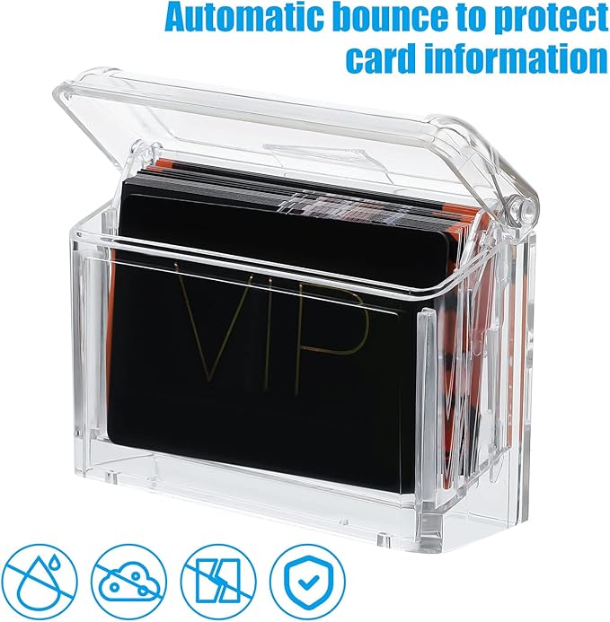 Vicenpal Outdoor Business Card Holder Wall Mount Acrylic Business Card Box Included Clear Holder Peel and Stick for Office Store Trucks Wall Outdoor 4.25 x 1.46 x 2.87 Inch (1 Piece)