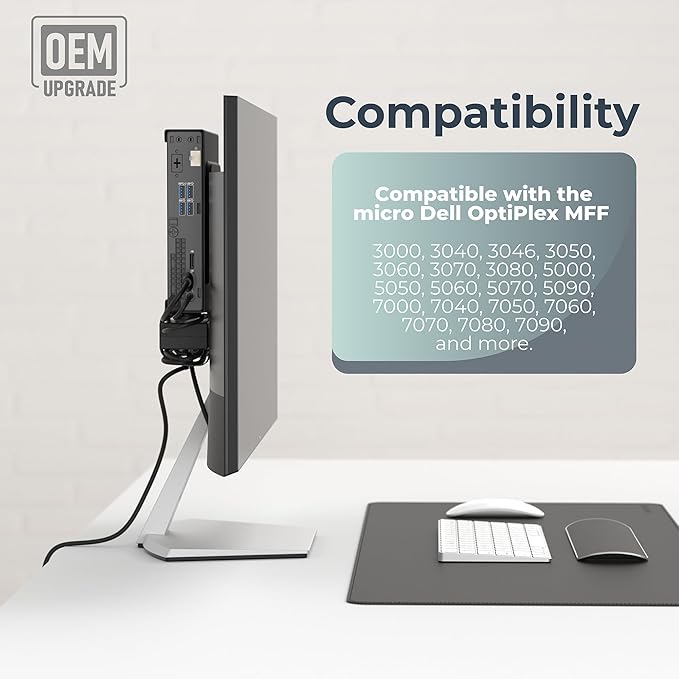 HumanCentric Mount Compatible with Dell OptiPlex Micro Form Factor Case, VESA, Under Desk and Wall Mount Fits MFF 3040, 3046, 3050, 3060, 3070, 3080, 5050, 5060, 5070, 7040, 7050, 7060, 7070, More
