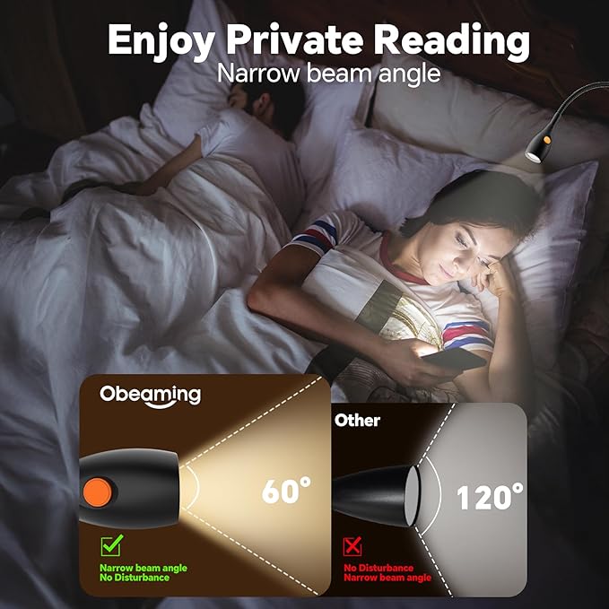 Wall Mounted Reading Light, Minimalist Headboard Mount Book Light, Dimmable LED with Lamp Head Switch Reading Lamp, USB-C Powered, CRI 95+ (4000K + Amber Nightlight) (Black)