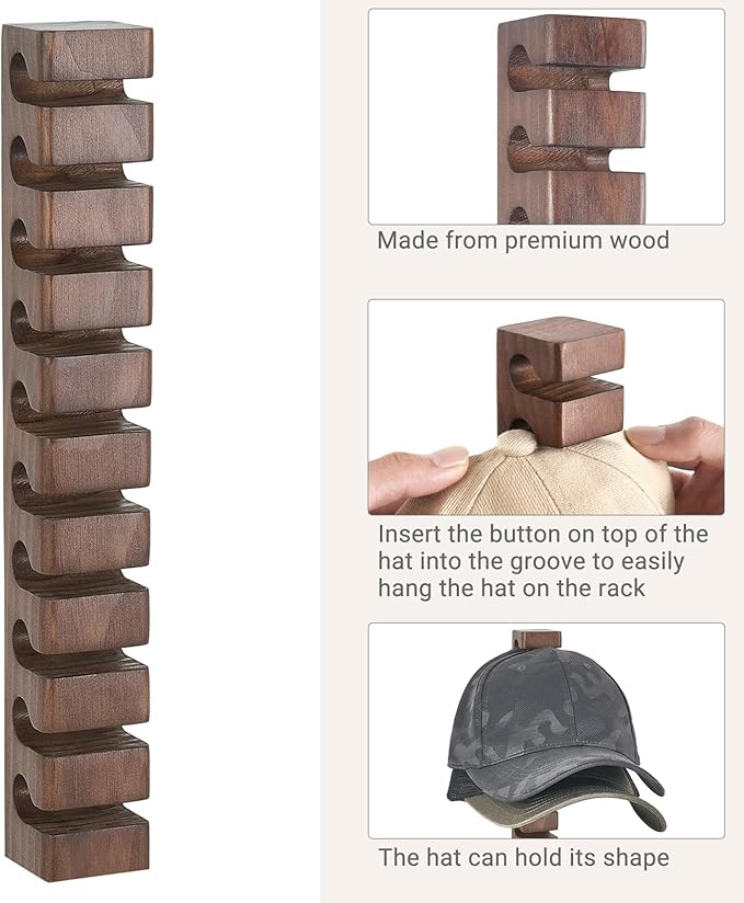 Mkono Hat Organizer for Baseball Caps, Hat Rack for Wall Hold Up to 10 Hats, Hat Holder On Wall Ball caps Storage Organizer Display for Door, Closet, Entryroom, Laundry Cap Organization (Small)