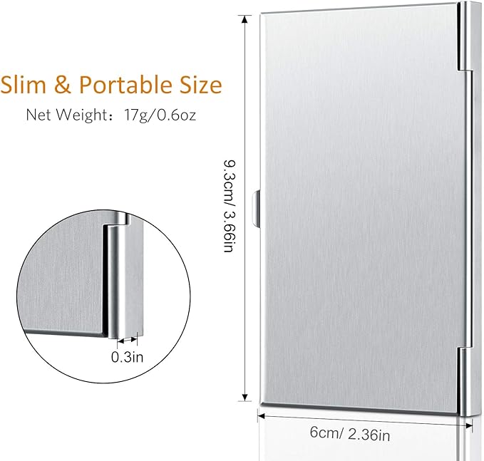 Leinuosen 10 Pack Business Name Card Holder Case Aluminum Business Name Card Carrier Mental Credit Case Wallet Professional Stainless Steel Pocket for Men & Women,2.36 x 3.66 Inch,9 Colors Available
