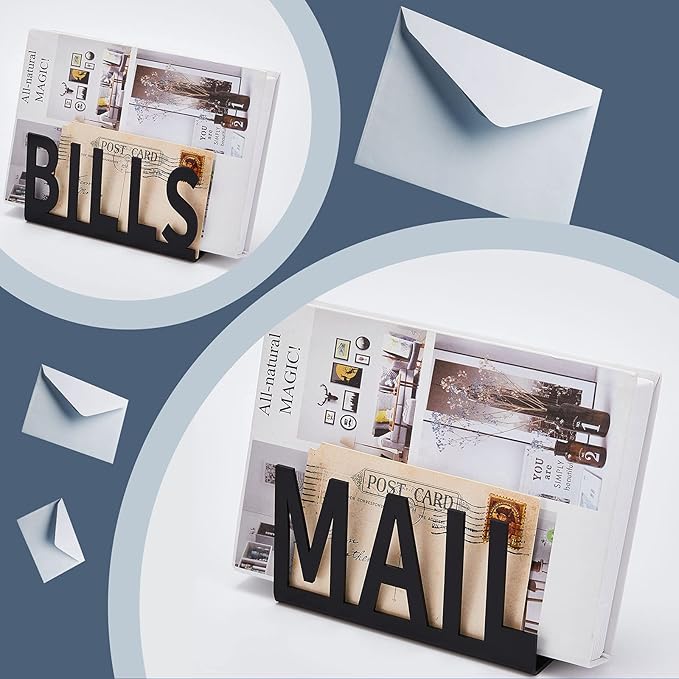 2 Pcs Mail Bill Organizers Holders for Desk Mail Holder Countertop Hollow Sorter Letter Decorative Bill and Desk Vertical Envelope Holder