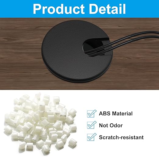 2Pcs 1-1/2 Inch Desk Grommet ABS Plastic Desk Hole Cover U-Shaped Desk Wire Hole Insert, 1.5Inch Black Cable Hole Cover for Office Home School/Computer Desk