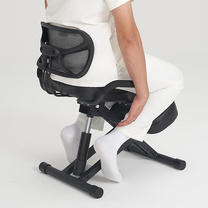Master Massage Ergonomic Kneeling Chair with Back Support for Office -Posture Chair with Angled Seat and Backrest for Home and Office-Posture Correction Stool-Improve Your Posture