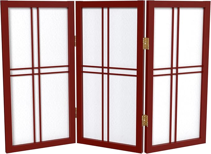 2 ft. Short Desktop Double Cross Shoji Screen - Rosewood - 3 Panels