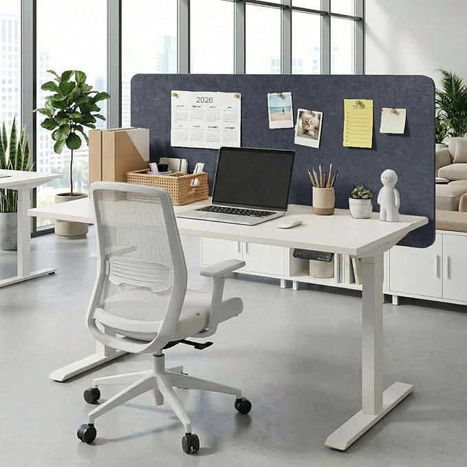 Desk Divider, Clamp On Felt Desk Privacy Panels, Acoustic Sound Absorbing Desk Partition for Office Desk, Reduce Distractions, Dark Gray, 1 Pack, 24 x 48 in