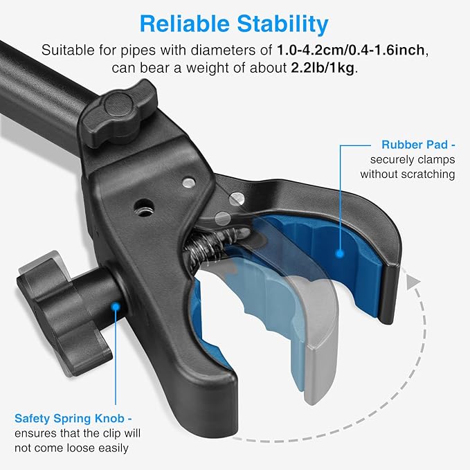 LEKATO Tablet Holder for Mic Stand, Adjustable Microphone Music Stand Phone Holder Mount, Compatible with iPad, iPhone, All 4.7-13.5 Inches Tablets & Smartphones