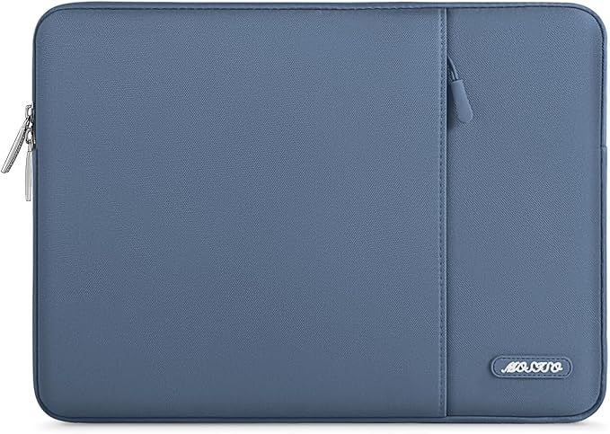 MOSISO Laptop Case 16 inch, 15-15.6 inch Laptop Sleeve Compatible with MacBook Pro 16 M5 M4 M3 M2 M1, HP Acer Dell Lenovo ASUS, Polyester Vertical Computer Sleeve Bag with Pocket, Steel Blue