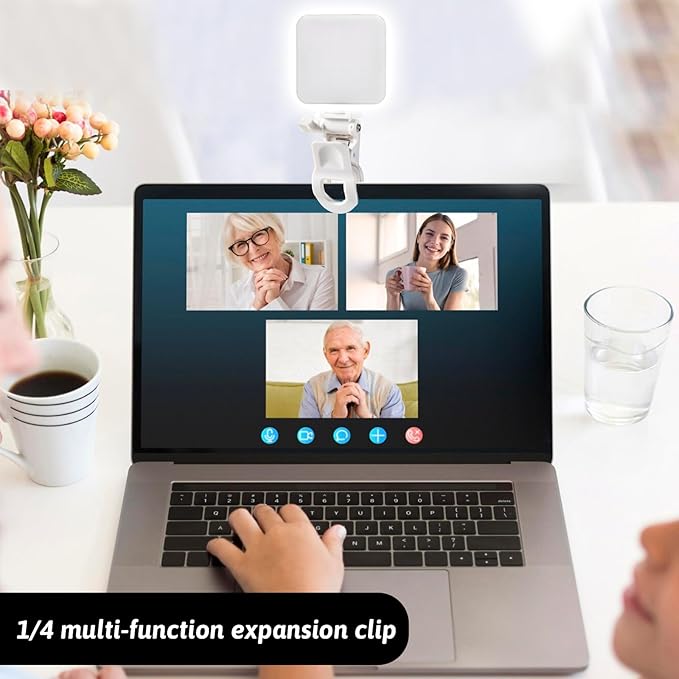Webcam Mount for Monitor, Camera Mount Clamp Clip Ring Light Clip Adapter Replacement Zoom Light Clips-on Part Screen Display Top Fill Lights-Flash Holder for Phone Tripod Tablet Video Live Stream