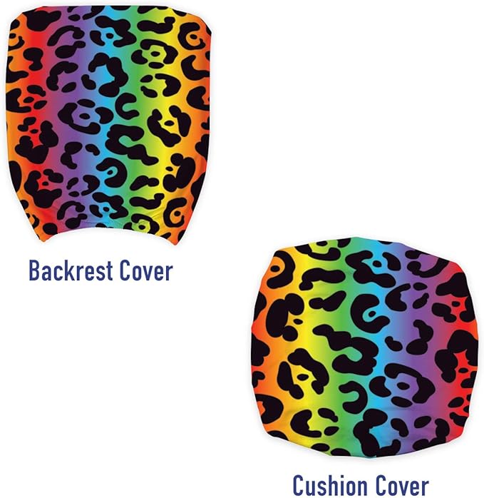 Ambesonne Leopard Print Office Chair Slipcover, Modernized Panther Leo Skin Wild Big Cats in Gradient Rainbow Tones Print, Protective Stretch Decorative Fabric Cover, Standard Size, Purple Black
