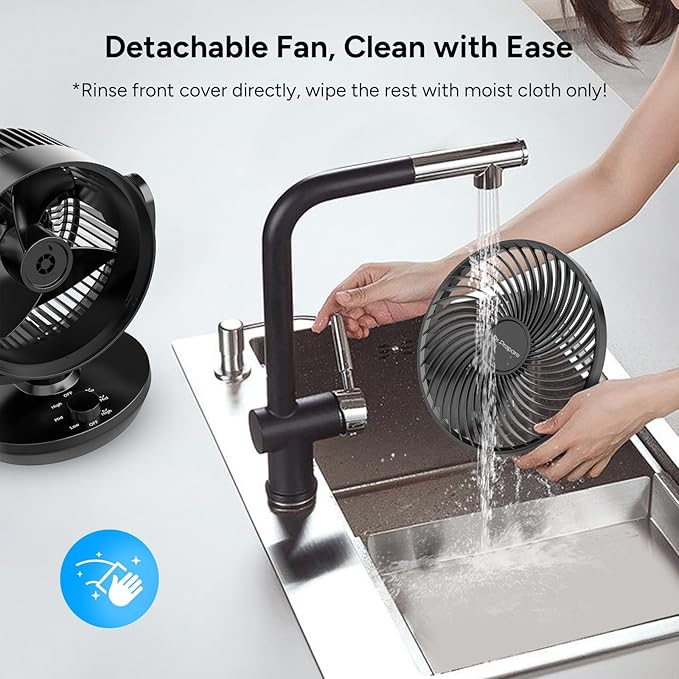 DR.PREPARE Oscillating Air Circulator Fan for Bedroom, 11.3” Height Powerful Table Fan, 70° Auto-Oscillating, 100° Adjustable Tilt, 3 Speeds, Efficient Cooling & Circulation for Home, Kitchen, Office