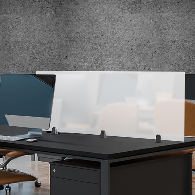 Freestanding Privacy Panel,60” x 22” Counter Desk Divider Acrylic Panels Holder Cubicle Divider for Office,School,Reception,Clamp-on Desk Partition