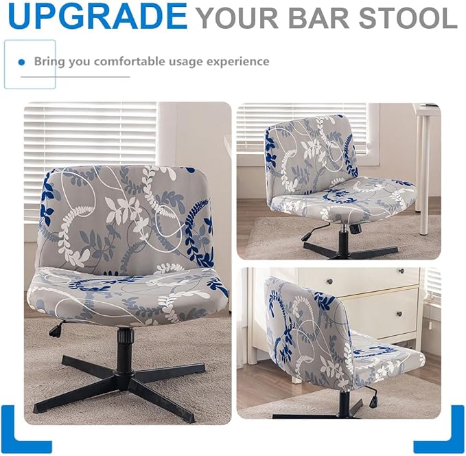 Levoberg Armless Criss Cross Office Desk Chair Cover Slipcovers Printed Vanity Desk Chair Covers Armless Cross Legged Wide Chair Covers Accent Mid Back Wide Swivel Task Chair Protector #12