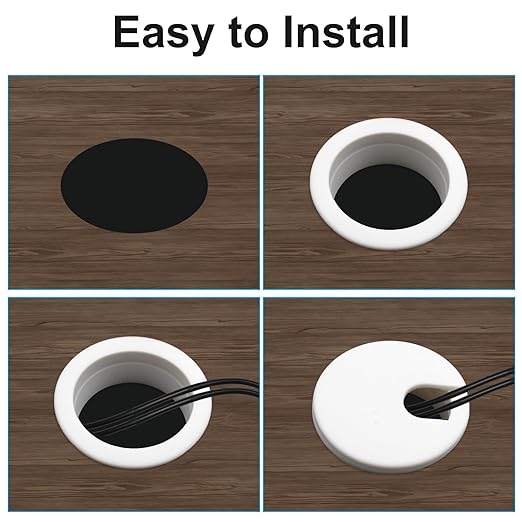 2Pcs 1-1/2 Inch Desk Grommet ABS Plastic Desk Hole Cover U-Shaped Desk Wire Hole Insert, 1.5Inch White Cable Hole Cover for Office Home School/Computer Desk