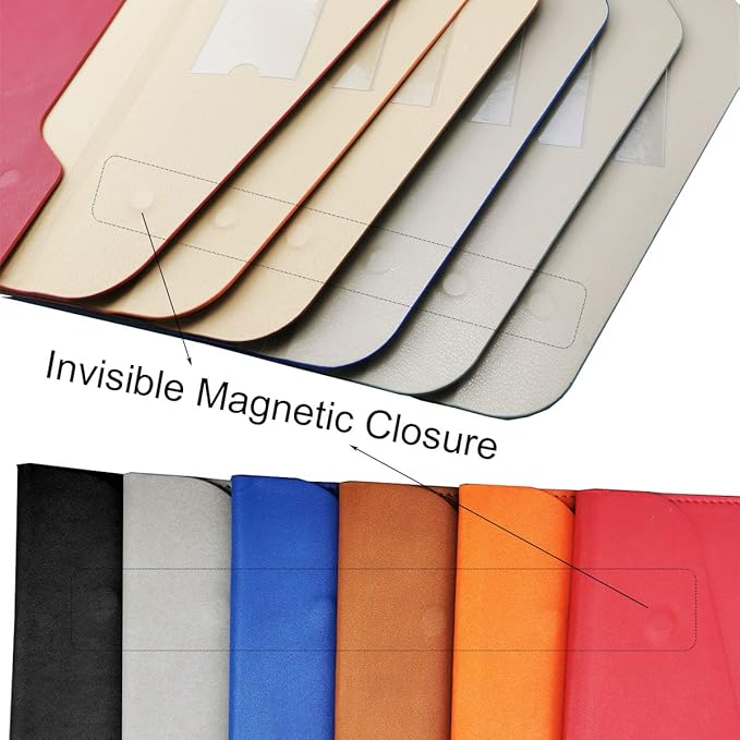 PU Leather A4 File Folder Document Holder Waterproof Portfolio Envelope Folder Case with Invisible Magnetic Closure Black